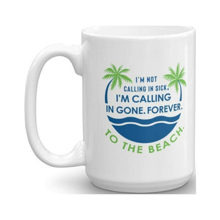 The Water is Calling  Beach Ceramic Travel Coffee Mug, Gift Boxed