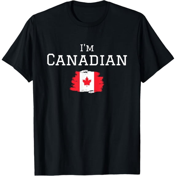 I'm Canadian Proud That I'm From Canada Souvenir Canada Flag T-Shirt