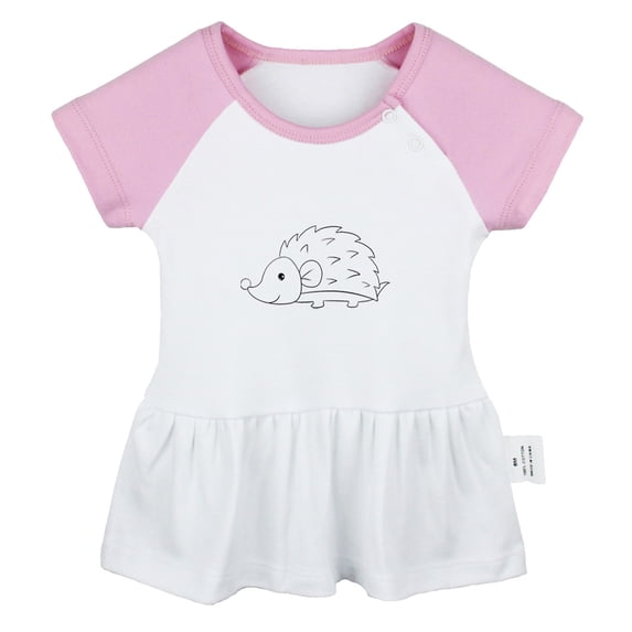 I'm Coming Funny Dresses For Baby, Newborn Babies Animal Hedgehog Pattern Skirts, Infant Princess Dress, 0-24M Kids Graphic Clothes (Pink Raglan Dresses, 18-24 Months)