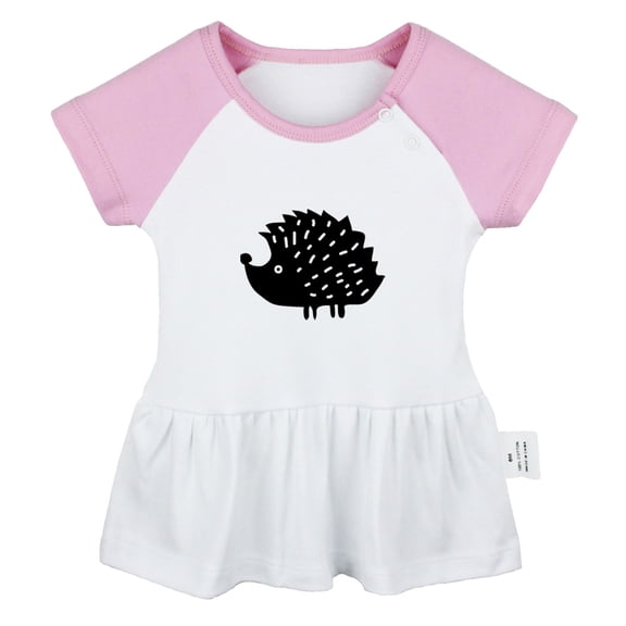 I'm Coming Funny Dresses For Baby, Newborn Babies Animal Hedgehog Pattern Skirts, Infant Princess Dress, 0-24M Kids Graphic Clothes (Pink Raglan Dresses, 12-18 Months)