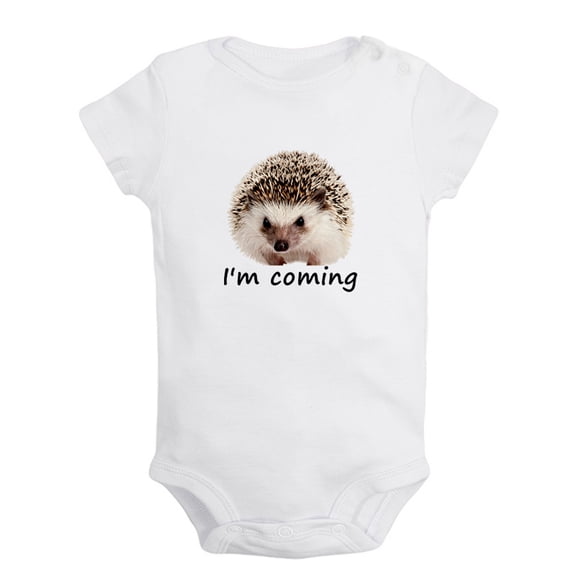 I'm Coming Funny Rompers For Babies, Animal Hedgehog Pattern Jumpsuits, Newborn Baby Unisex Bodysuits, Infant Jumpsuits, Toddler 0-24 Months Kids One-Piece Oufits