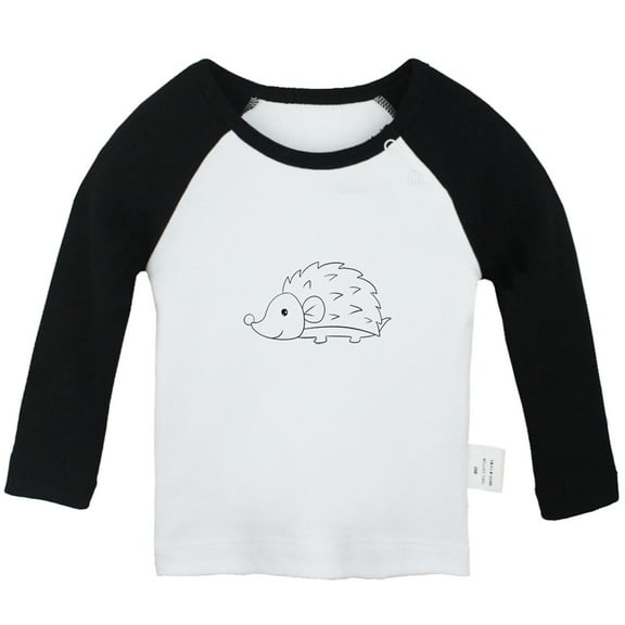I'm Coming Funny T shirt For Baby, Newborn Babies Animal Hedgehog Cute T-shirts, Infant Tops, 0-24M Kids Graphic Tees Clothing (Long Black Raglan T-shirt, 12-18 Months)