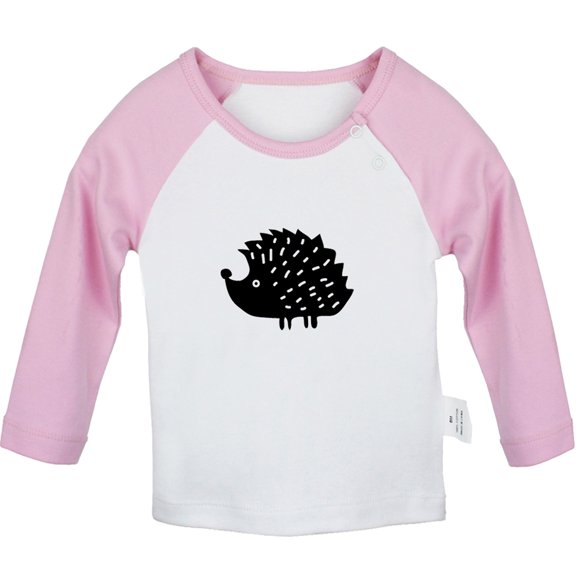 I'm Coming Funny T shirt For Baby, Newborn Babies Animal Hedgehog Cute T-shirts, Infant Tops, 0-24M Kids Graphic Tees Clothing (Long Pink Raglan T-shirt, 18-24 Months)