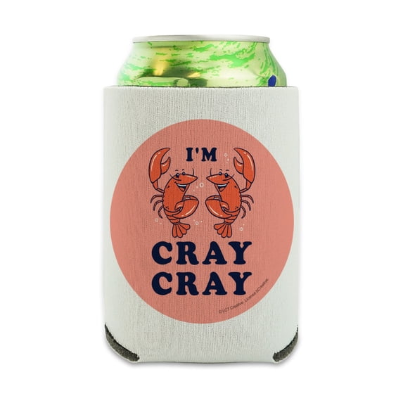 I'm Cray Cray Crazy Crayfish Funny Humor Can Cooler - Drink Sleeve Hugger Collapsible Insulator - Beverage Insulated Holder