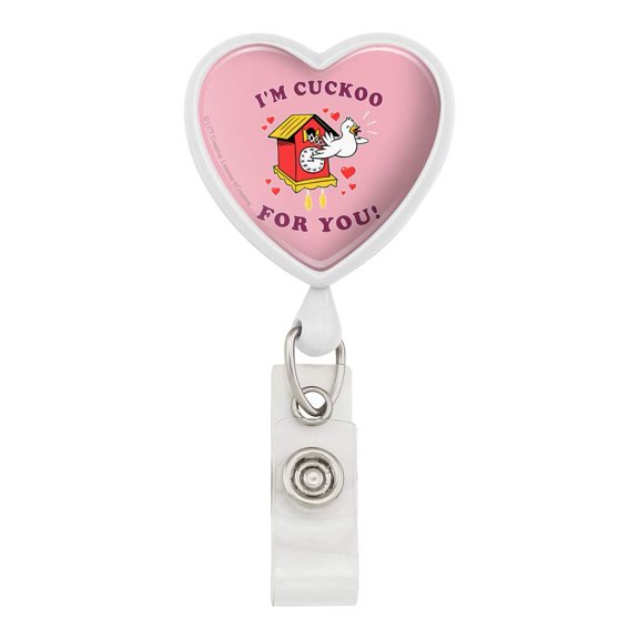 I'm Cuckoo for You Crazy Clock Funny Humor Heart Lanyard Retractable Reel Badge ID Card Holder