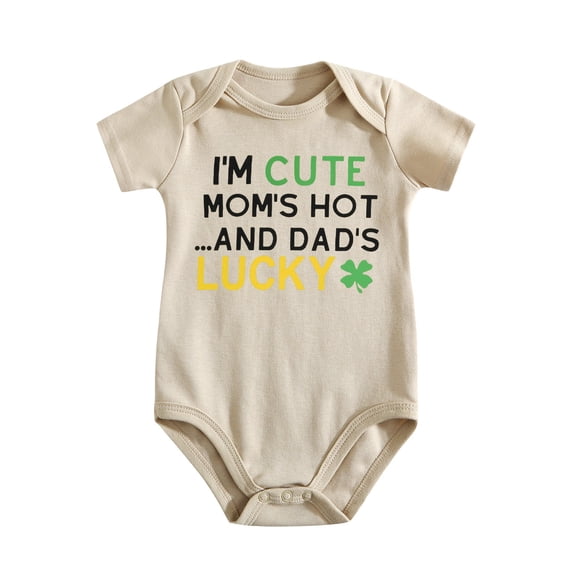 I’m Cute Mom’s Hot Dad’s Lucky – Adorable Infant Bodysuit for Everyday Wear Light Apricot-style 9-12M