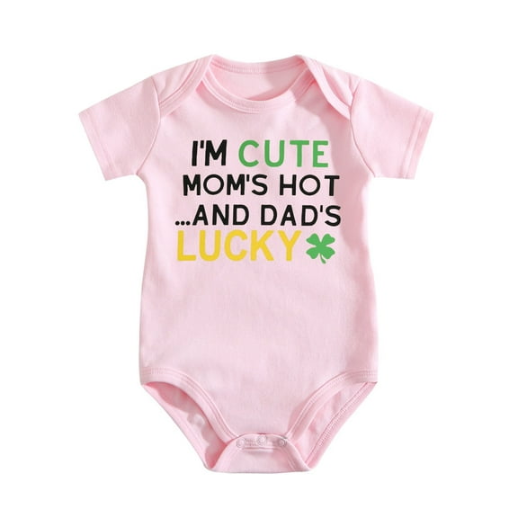I’m Cute Mom’s Hot Dad’s Lucky – Adorable Infant Bodysuit for Everyday Wear Medium Pink-style 0-3M