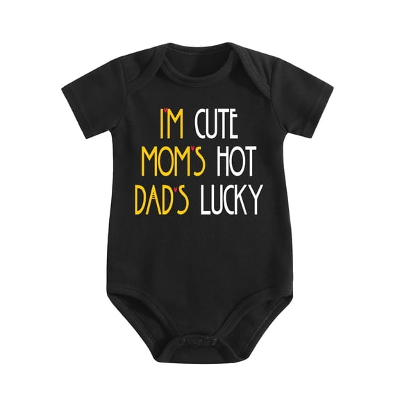 I'm Cute, Mom's Hot, Dad's Lucky - Soon to Be Mom And Dad - Cute Infant One-Piece Baby Bodysuit Black-style 6-9M