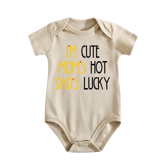 I'm Cute, Mom's Hot, Dad's Lucky - Soon to Be Mom And Dad - Cute Infant One-Piece Baby Bodysuit Light Apricot-style-1 6-9M
