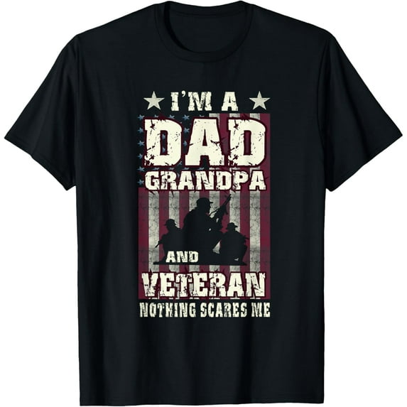 I'm Dad Grandpa & Veteran Flag Soldiers Vintage Men Gift T-Shirt