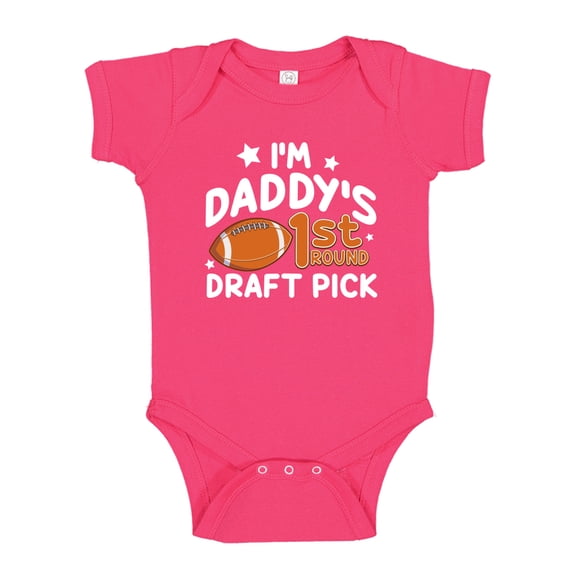 I'm Daddy's First Round Draft Pick Baby Bodysuit One Piece 18 mo Cyber Pink