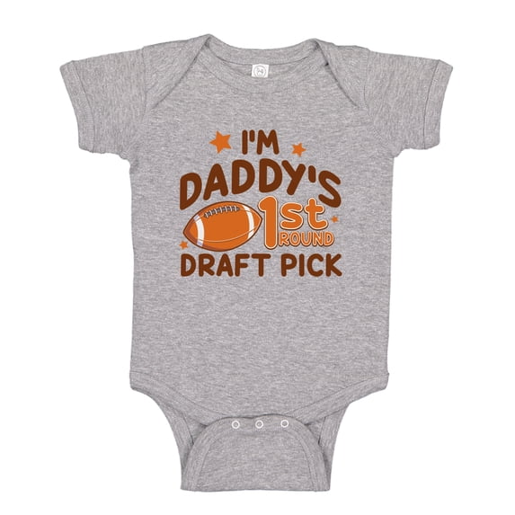 I'm Daddy's First Round Draft Pick Baby Bodysuit One Piece NB Athletic Heather