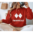 thumbnail image 1 of I'm Difficult A Funny Skiing and Snowboarding Graphic Sweatshirt, up to Size 5XL, 1 of 2