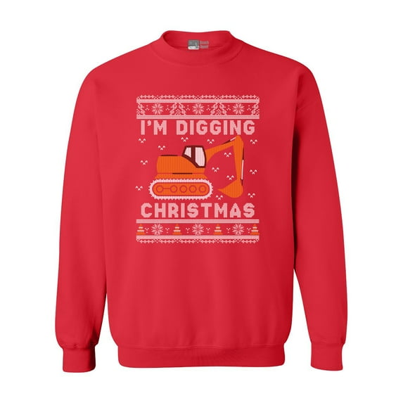 I'm Digging Christmas Construction Truck Funny DT Crewneck Sweatshirt