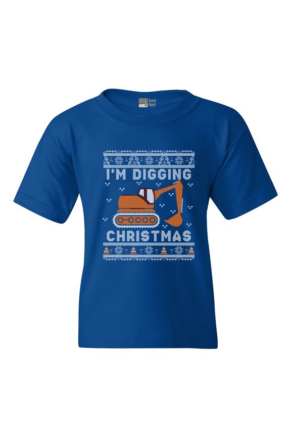 I'm Digging Christmas Construction Truck Funny DT Youth Kids T-Shirt Tee