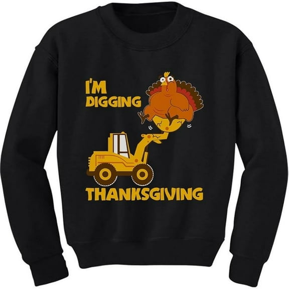 I'm Digging Thanksgiving Shirts for Boys Toddler Tractor Turkey Kids Sweatshirt 3T Black