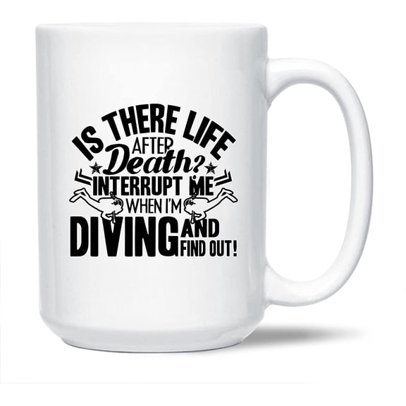 I'm Diving And Find Out White Ceramic Coffee Mug For Men / Women, Novelty Diving Pottery Coffee Mug, Funny Diving Travel Porcelain Teacup 15 Oz.