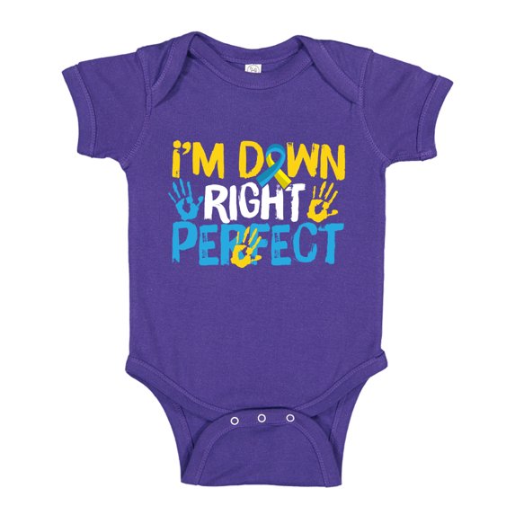 I'm Down Right Perfect Baby Bodysuit One Piece NB Purple