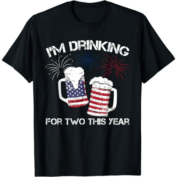 I'm Drinking For Two Pregnancy 4th Of July Shirt for New Dad T-Shirt