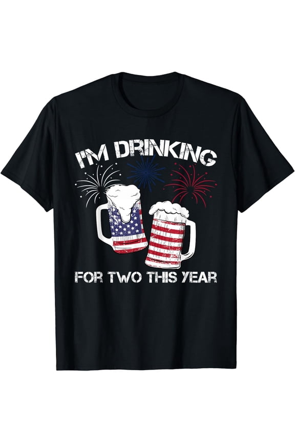 I'm Drinking For Two Pregnancy 4th Of July Shirt for New Dad T-Shirt