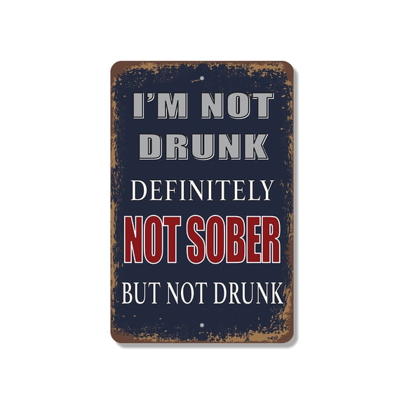 I’m Not Drunk Definitely Not Sober 8 Inch x 12 Inch Novelty Plastic Sign Somewhere In Between Durable Weatherproof Perfect for Bars Game Rooms Dorms Fun Gift for Party People Friends