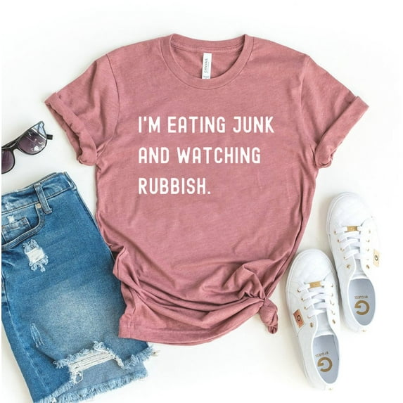 I'm Eating Junk T-shirt Foodie Shirts Women's Holiday Top Watching Rubbish Shirt Christmas Gift For Friend Party Tshirt Home Alone Tee