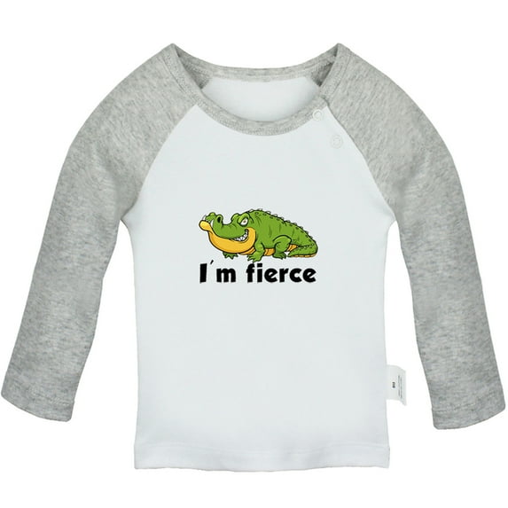 I'm Fierce Funny T shirt For Baby, Newborn Babies Animal Crocodile T-shirts, Infant Tops, 0-24M Kids Graphic Tees Clothing (Long Gray Raglan T-shirt, 0-6 Months)