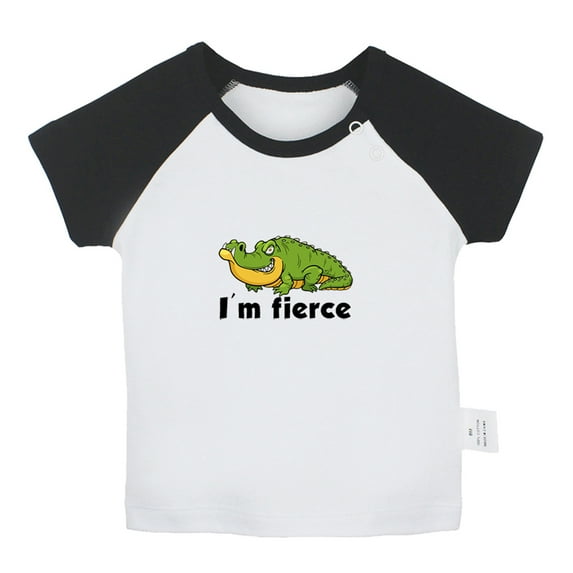 I'm Fierce Funny T shirt For Baby, Newborn Babies Animal Crocodile T-shirts, Infant Tops, 0-24M Kids Graphic Tees Clothing (Short Black Raglan T-shirt, 18-24 Months)