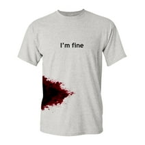 I'm Fine Men's Funny Novelty Graphic Halloween Zombie T Shirt ASH Small