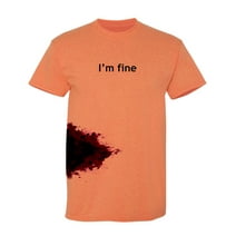 I'm Fine Men's Funny Novelty Graphic Halloween Zombie T Shirt Sunset Small