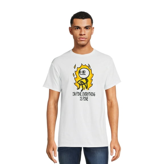 I'm Fine Stick Man Men's Graphic Tee with Short Sleeves, Sizes S-3XL