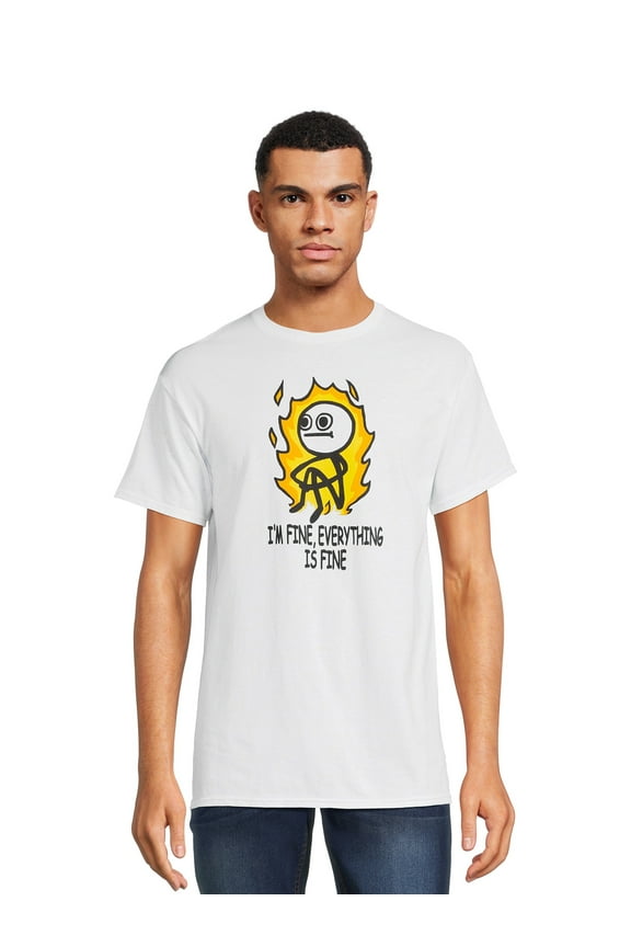 I'm Fine Stick Man Men's Graphic Tee with Short Sleeves, Sizes S-3XL