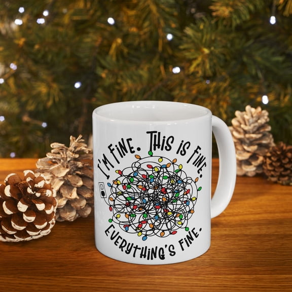 I’m Fine This Is Fine Everything’s Fine Mug Chaos Scribble Design Anxiety Humor Gift Idea Minimalist Coffee Cup Ceramic Mug 11oz