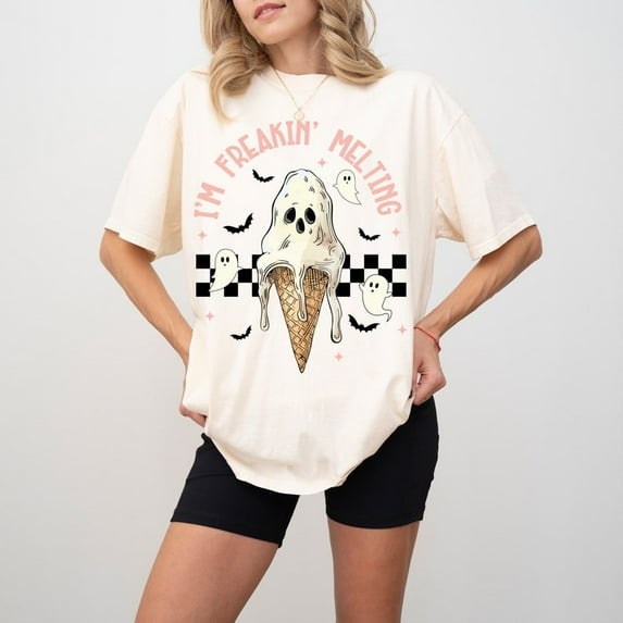 I’m Freakin Melting Shirt, Retro Skull Ghost Tee, Trendy Summer Shirt, Gothic Halloween Summer Shirt, Funny Spooky T-Shirt, Hot Weather Humor Tee