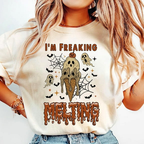 I’m Freaking Melting Shirt, Funny Summer Halloween Tee, Spooky Vibes T-Shirt, Halloween in Summer Graphic Shirt for Hot Haunts