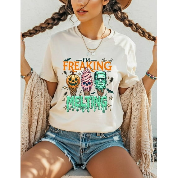 I'm Freaking Melting T-shirt, Halloween Summer T-shirt, Summer vibes T-shirt, Summer T-shirt, Spooky Summer T-shirt, Spooky Ice Cream T-shirt.