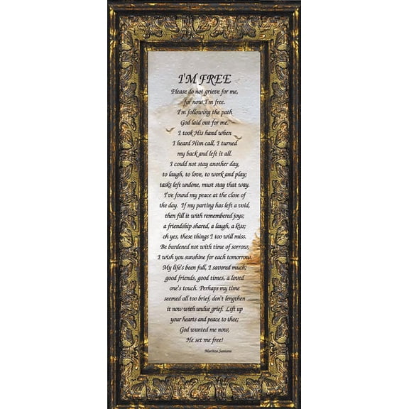 I'm Free, Love One’s in Heaven, Sympathy or Condolence Memory Photo Frame, 6x12 7789