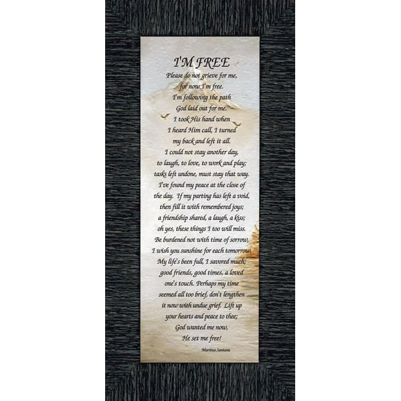I'm Free, Love One’s in Heaven, Sympathy or Condolence Memory Photo Frame, 6x12 7789
