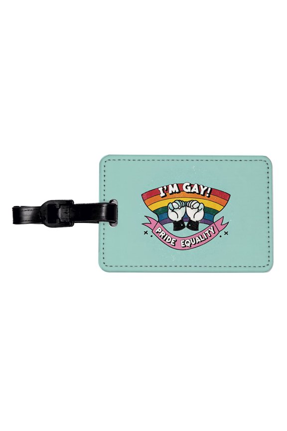 I'm Gay Pride Equality LGBTQ Rainbow Faux Leather Travel Luggage Tag