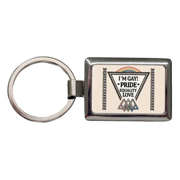 I'm Gay Pride LGBTQ Rainbow Love Metal Rectangle Keychain