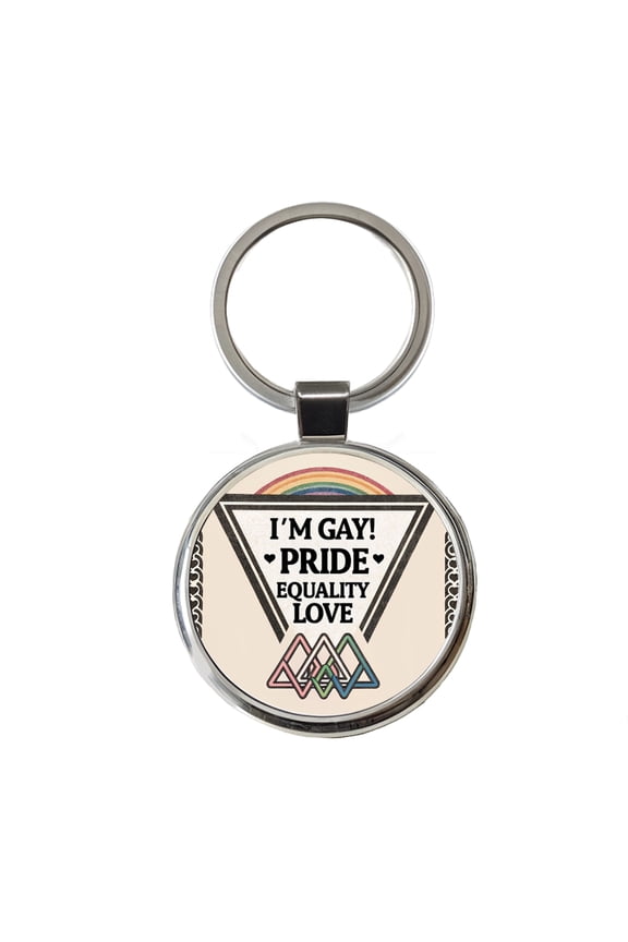I'm Gay Pride LGBTQ Rainbow Love Metal Round Keychain