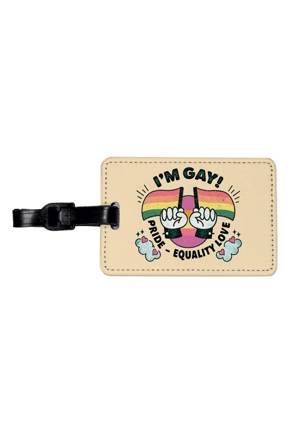 I'm Gay Pride Rainbow LGBTQ Faux Leather Travel Luggage Tag
