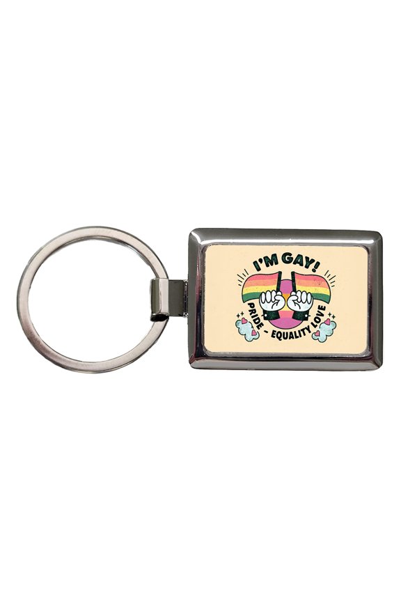 I'm Gay Pride Rainbow LGBTQ Metal Rectangle Keychain