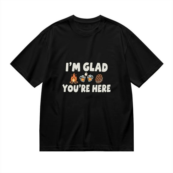 I'm Glad You're Here, Campfire With Marshmallows Print 1, Vintage T Shirt, Cotton T-Shirt for Men, 23483476,M