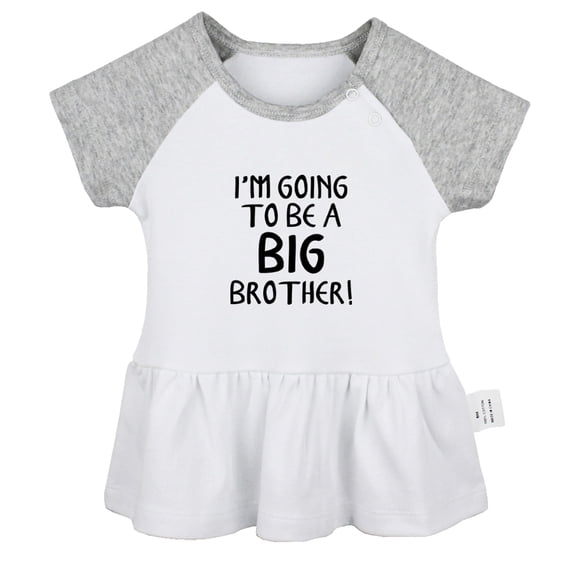 I'm Going to be a Big brother Funny Dresses For Baby, Newborn Babies Skirts, Infant Princess Dress, 0-24M Kids Graphic Clothes (Gray Raglan Dresses, 18-24 Months)