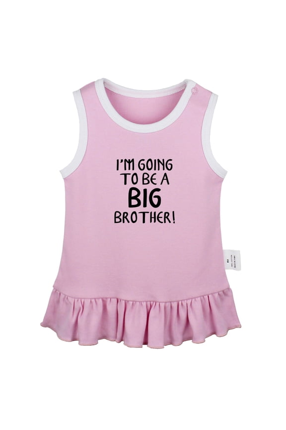 I'm Going to be a Big brother Funny Dresses For Baby, Newborn Babies Skirts, Infant Princess Dress, 0-24M Kids Graphic Clothes (Pink Sleeveless Dresses, 0-6 Months)