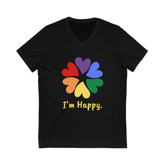 I'm Happy - Unisex Jersey Short Sleeve V-Neck Tee