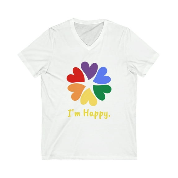 I'm Happy - Unisex Jersey Short Sleeve V-Neck Tee