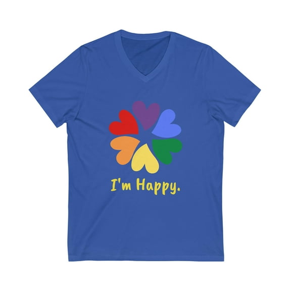 I'm Happy - Unisex Jersey Short Sleeve V-Neck Tee