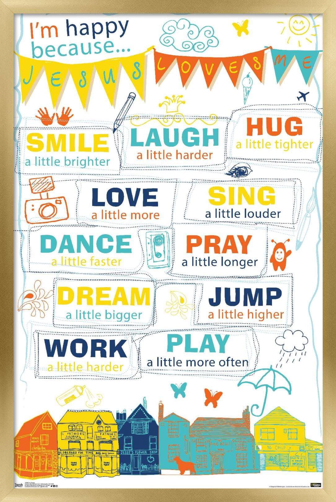 I'm Happy Wall Poster, 14.725" x 22.375", Framed